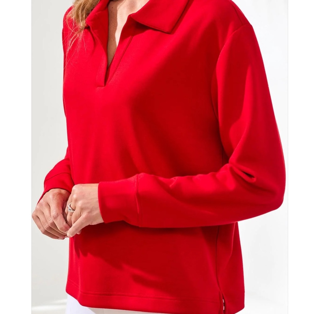 Women’s Chico’s Red V-neck Top Size 1 Medium - Picture 6 of 10